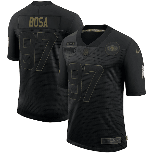 Men's San Francisco 49ers #97 Nick Bosa 2020 Black Salute To Service Limited Stitched Jersey